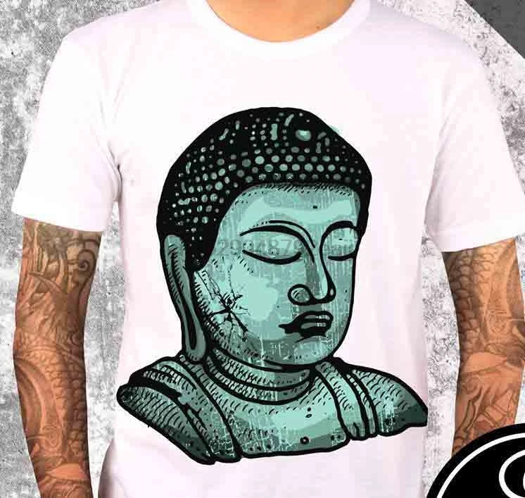 100% хлопковые летние футболки с круглым вырезом и принтом уличная Футболка Будда