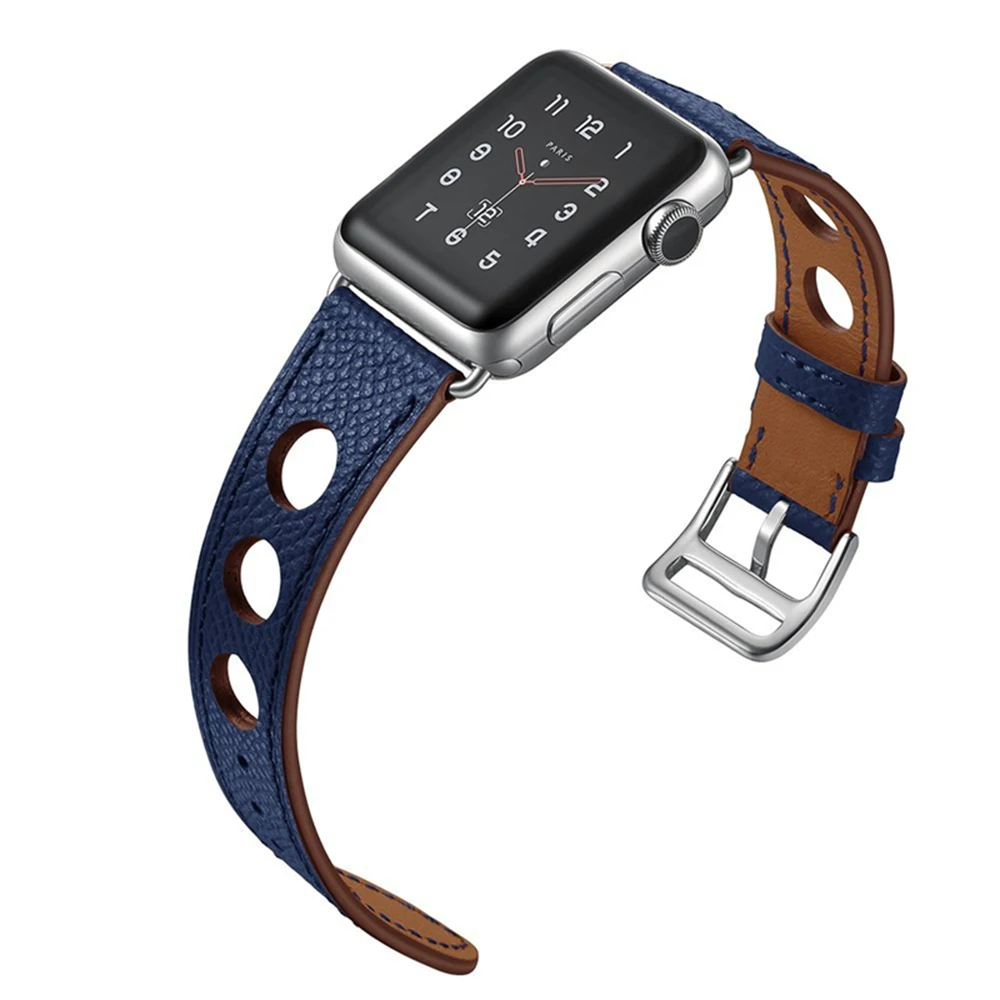 Последняя модель ремешка для Apple Watch Series 3 2 1 38 мм 42 мягкий три отверстия кожаный