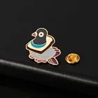 Металлическая эмалированная булавка с изображением милой птицы хлеба, воротник с изображением вкусных кусочков пшеницы, забавная мультяшная брошь с изображением животного, значок для рубашки, сумка, искусственный подарок