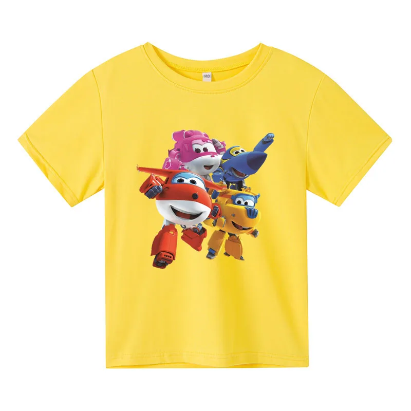 

Super wings Printed T shirts children polyester T-shirts kids summer Short Sleeve Round Neck Tshirt Fashion Casual girls tops