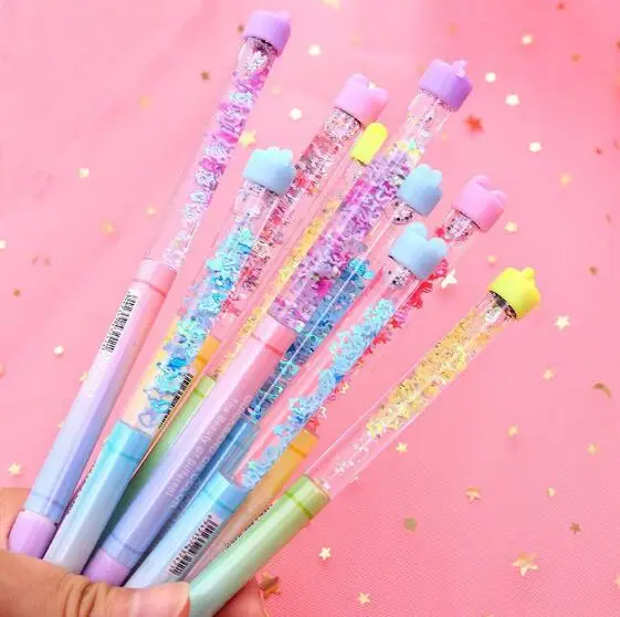 Волшебная гелевая ручка 0 5 мм дрейф песок блестки звезды сердце кавайные ручки