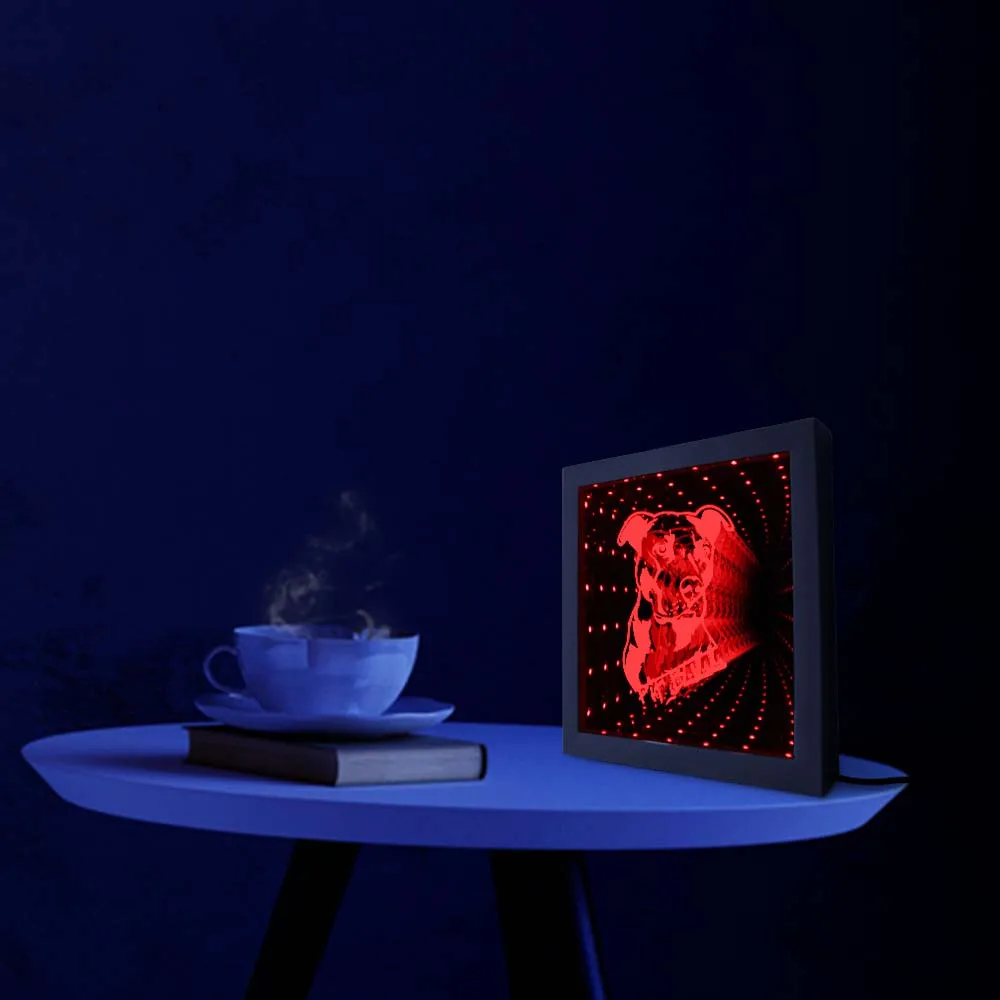 Рамка для фотографий с светодиодный светкой питбуля зеркальная LED подсветильник