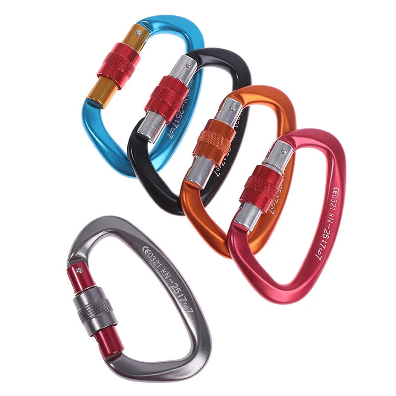 

25KN Professional Climbing Carabiner D Shape Aviation Aluminum Safety Lock Outdoor Ascend Mountaineering Equipment
