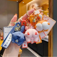 creative cute bear ass keychains female cartoon funny panda pig butt key chain girl bag pendant lovers key ring gift
