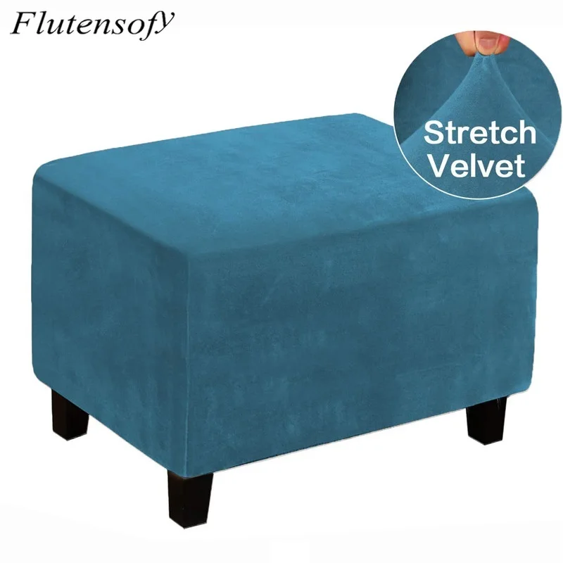 

Elastic Plush Ottoman Footstool Cover Stretch Sofa Pleda Case Protector Slipcover Washable Sofa Foot Rest Stool Covers For Home