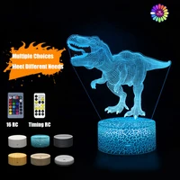 cartoon dinosaur 3d night light led remote control 716color touch control desk lamp bedside lamp birthday gift decoration