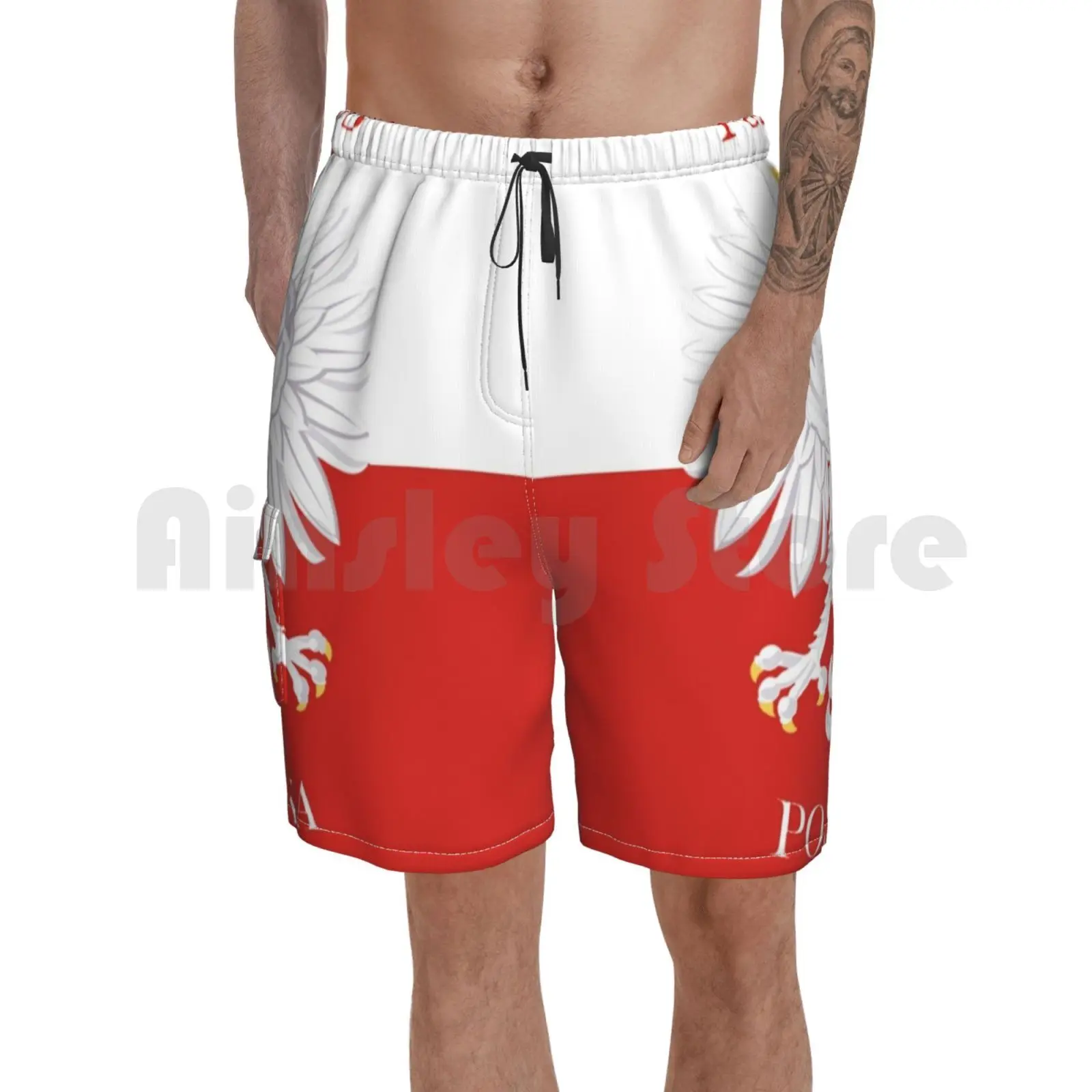 Ретро польский Polska флаг Пляжные шорты мужские пляжные для купания Польша ретро с