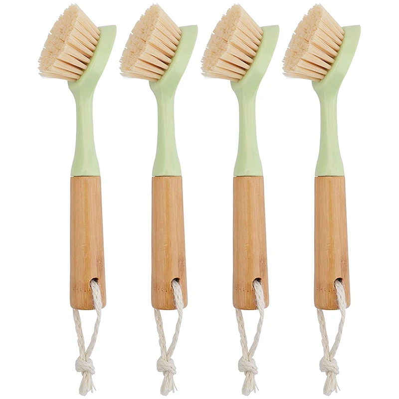 

4 Packs of Long-Handled Brushes for Washing Dishes, Basins, Pots-Kitchen Sinks, Household Cleaning Brushes