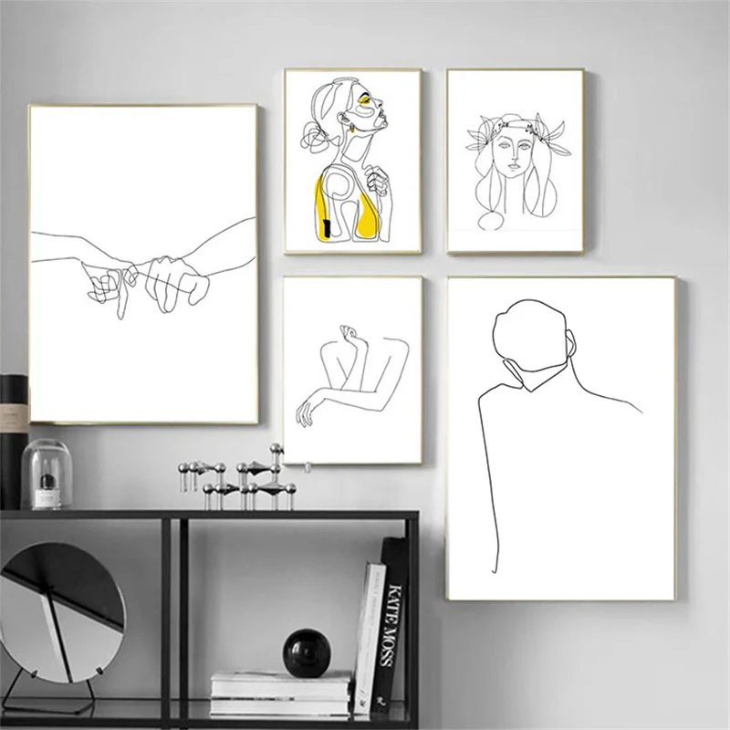 

Nordic Minimalist Abstract Picture Home Decor Canvas Painting Wall Art Figure Line Drawing Posters and Prints for Living Room w