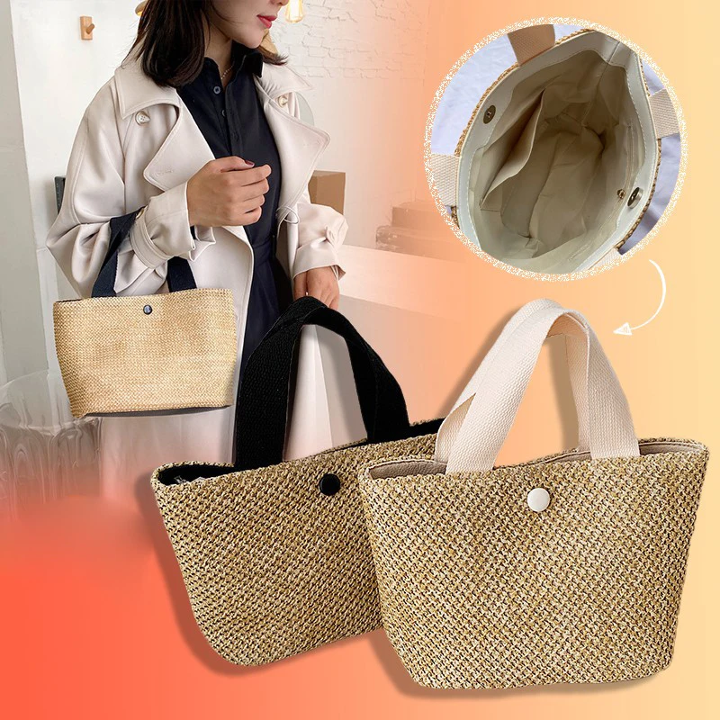 

Элегантная плетеная соломенная дамская сумочка, праздничный пляжный Повседневный тоут с ручками, модные ретро сумки на ремне