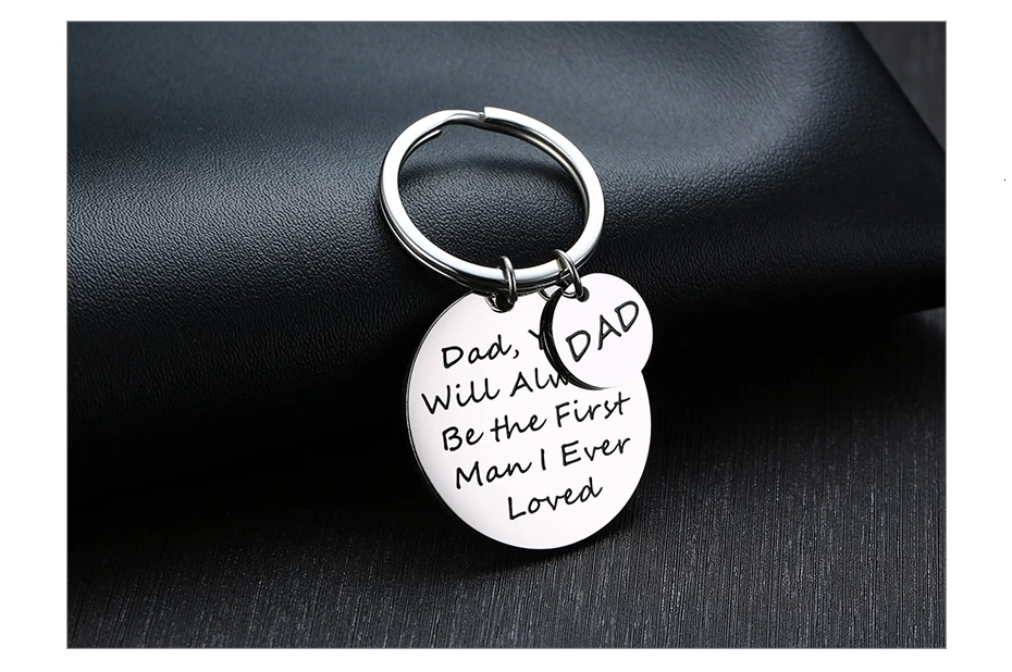 Vnox TO MY DAD Key Chains Stainless Steel Double Tags Engraved Love Papa Words Best Gifts for Father