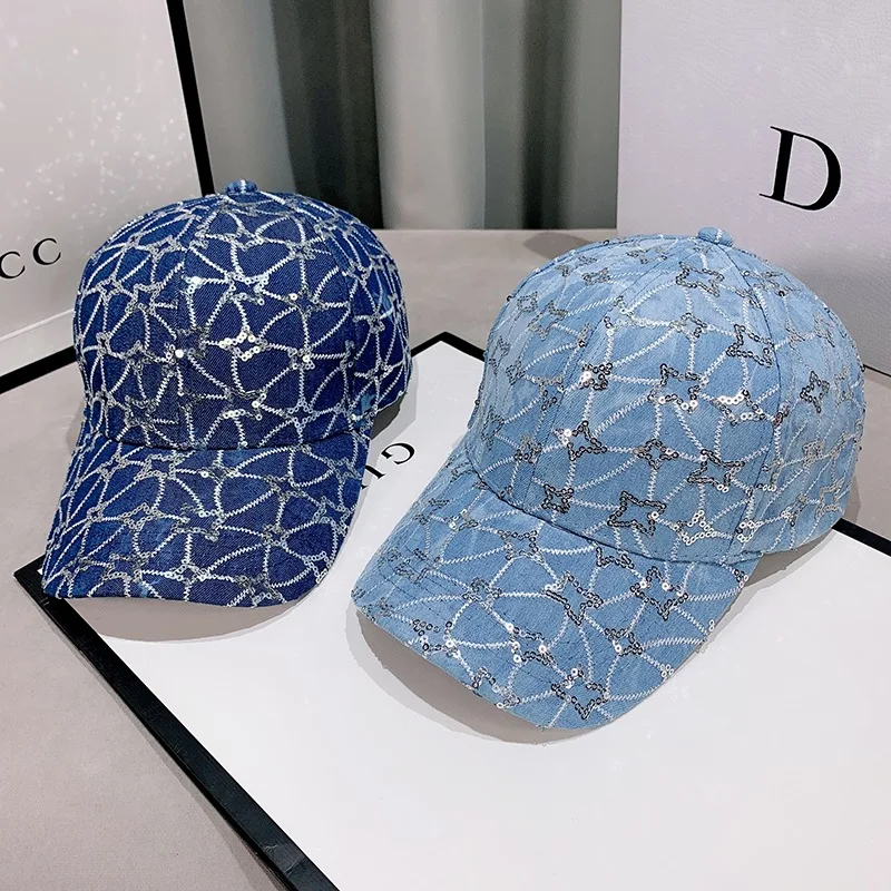 

Hat women's net red fashion foreign style blue baseball cap Korean version of the wild sunscreen cap tide brand