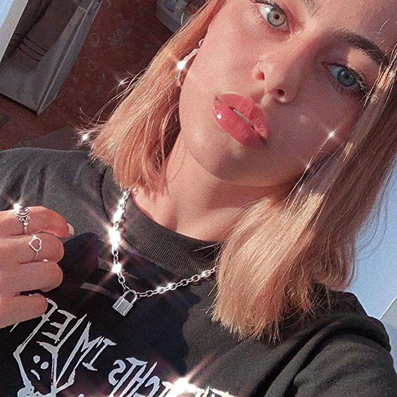 Цепочка с подвеской-замком для мужчин и женщин креативный кулон золотистого