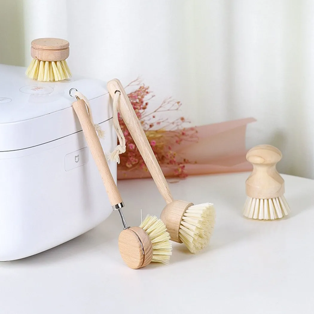 

Sisal Hemp Solid Wood Cleaning Brush Wooden Long Handle Vegetable Scrub Brush Head Replacement Biodegradable Kitchen Brushes