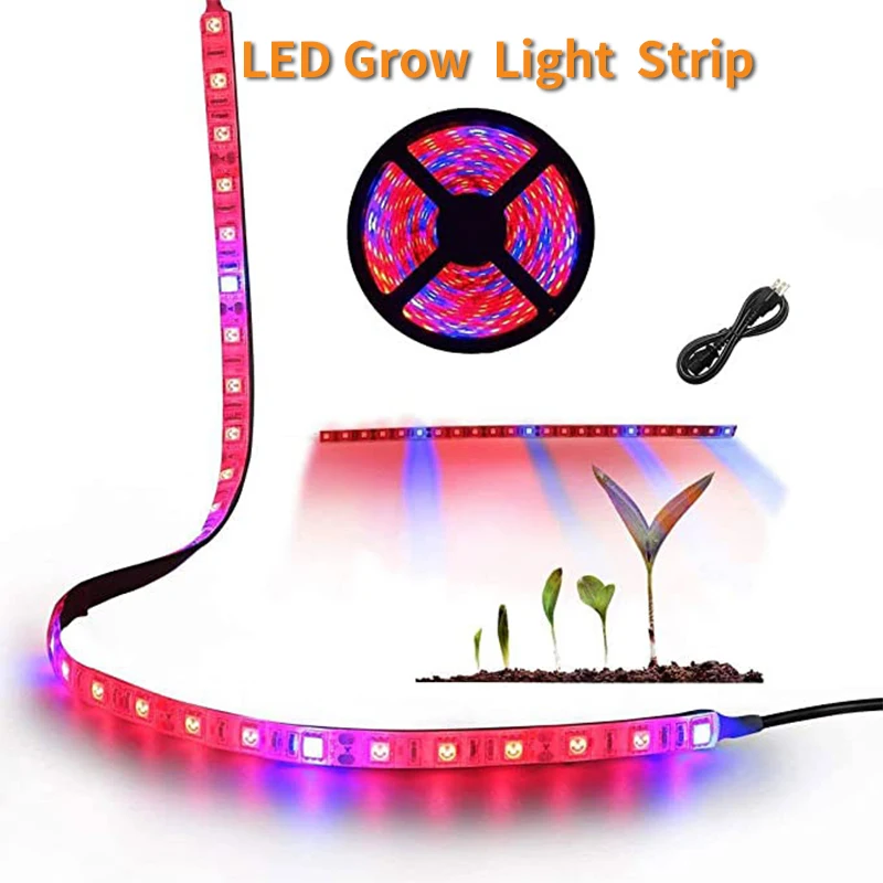 

Plant Grow Light LED Plant Strip Indoor Growing Lamp Waterproof Flexible Soft Rope Light for Greenhouse Hydroponics Flower Seeds