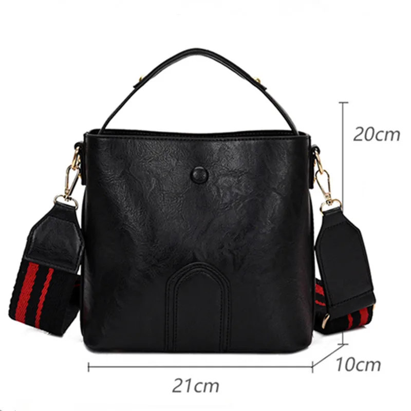 

Women's Pure Color PU Leather Small Bucket Crossbody Bags Luxury Elegant Daily Handbags Ladies Trendy Wide Strap Shoulder Bag