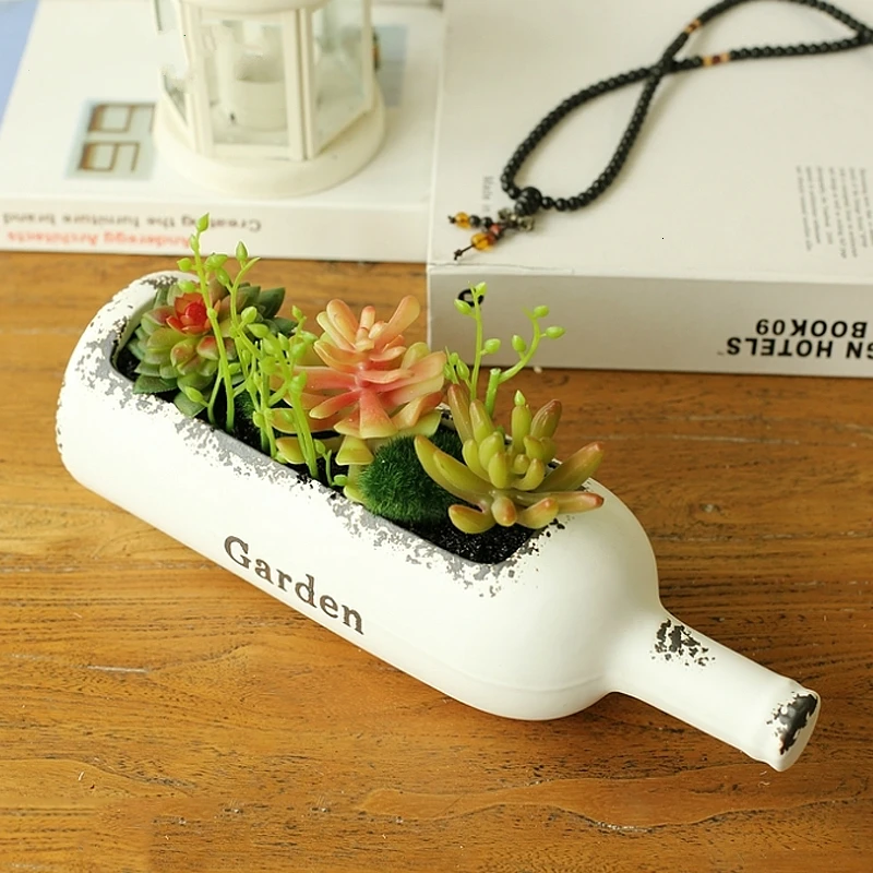 Форма бутылки вина керамический цветочный горшок настольная ваза для растений