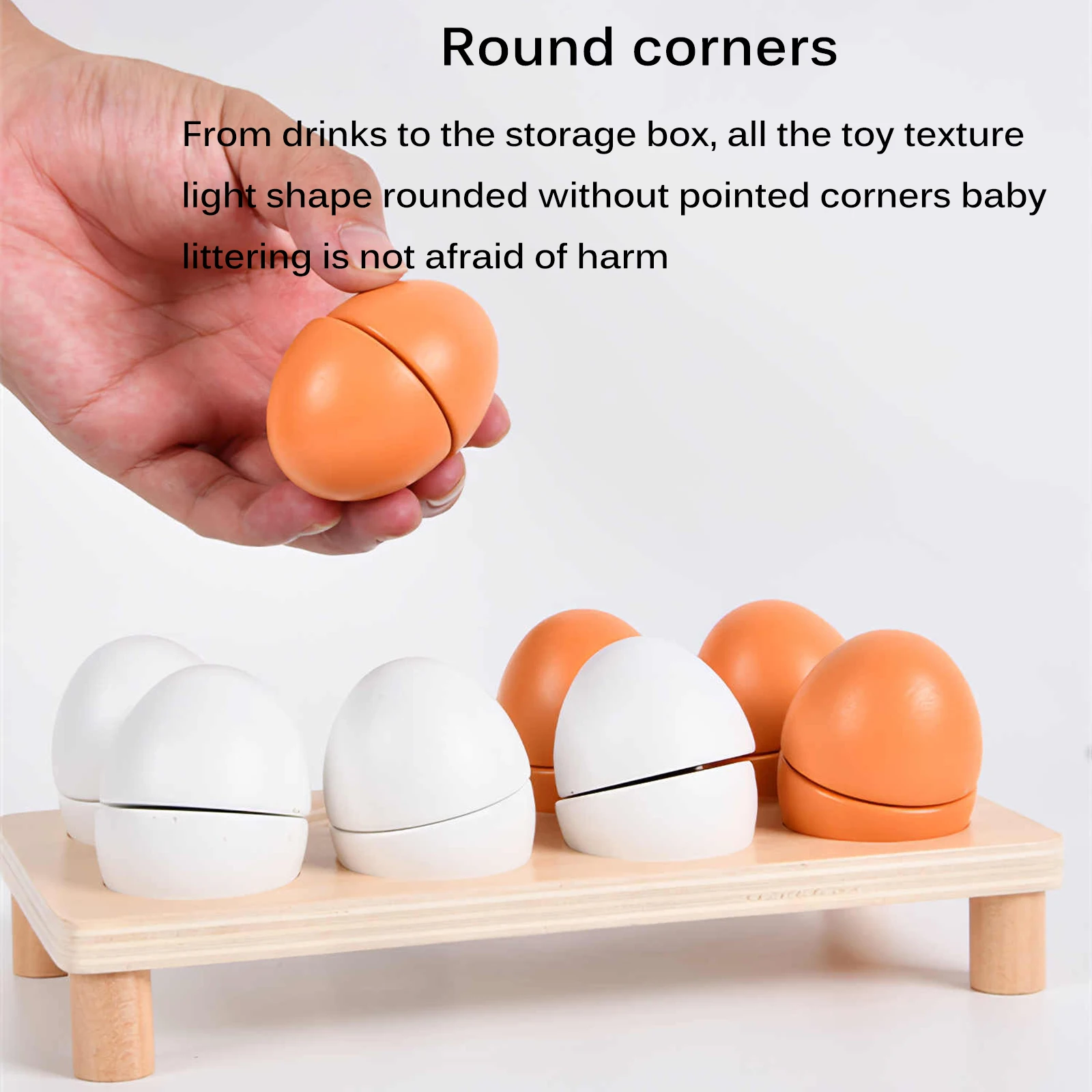 

6pcs Simulation Eggs Wooden Toys Set Kids Kitchen Pretend Playing Wood Food Eggs Toy Set Children Early Education Montessori Toy