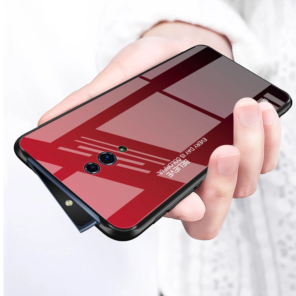 Новый градиентный стеклянный чехол для Oppo F11 pro силиконовая рамка жесткая PC