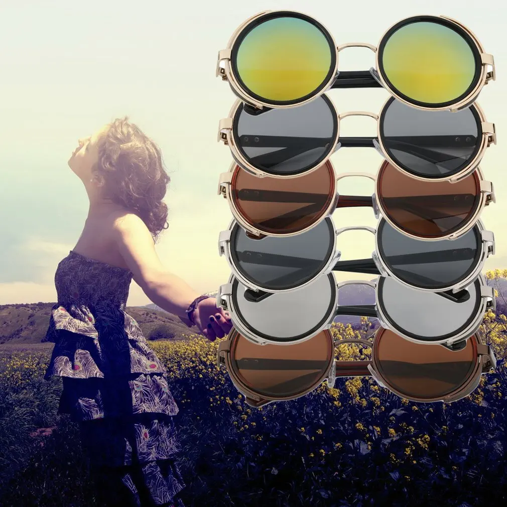 Солнцезащитные очки в стиле стимпанк круглые винтажном удобные портативные для