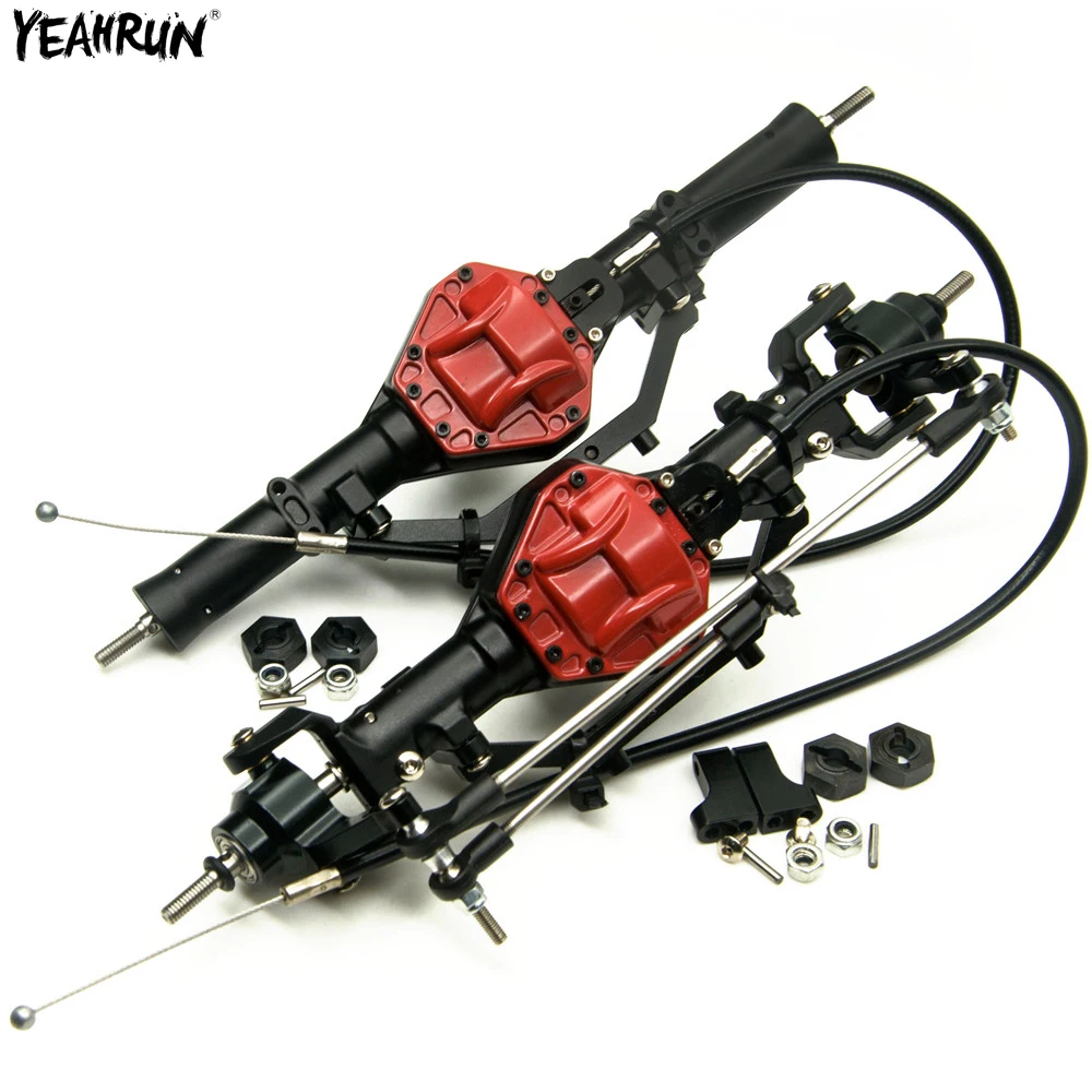 

YEAHRUN Metal Aluminum Front & Rear Complete Axle with 4WD Lock For 1/10 Axial SCX10 RC Crawler Car Upgrade Parts
