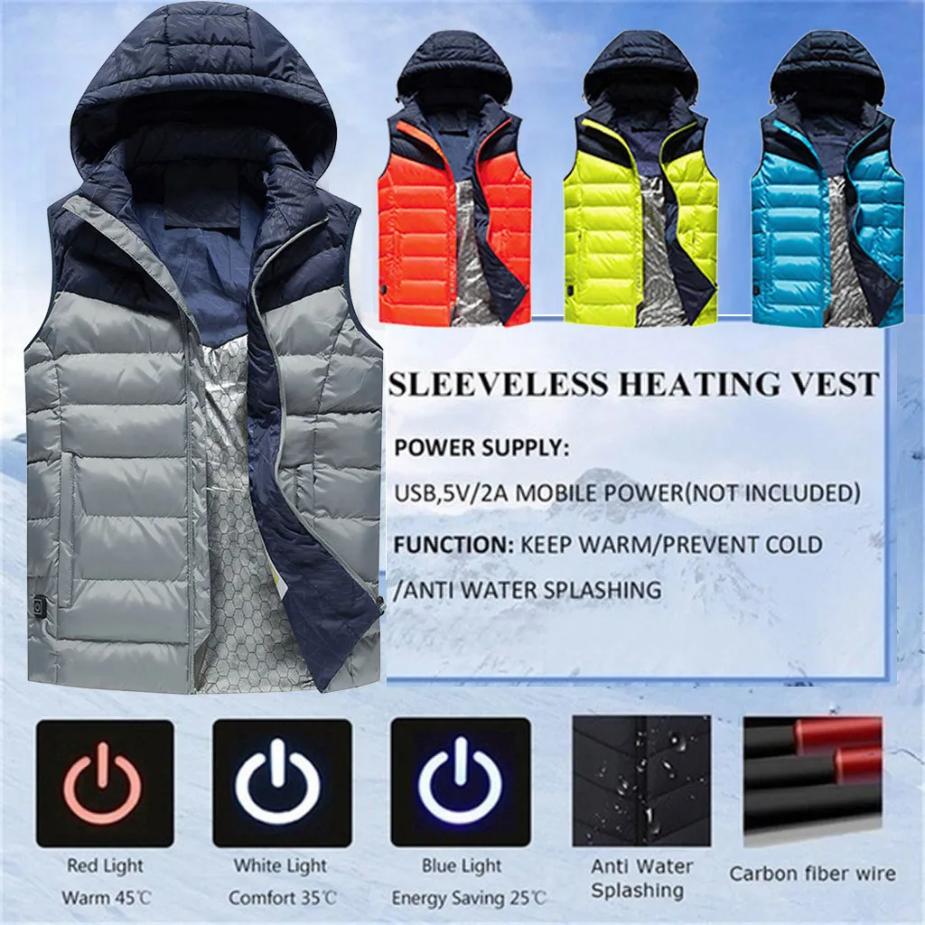 2019 жилет мужской s плюс размер зимний умный Usb Электрический теплый пуховик