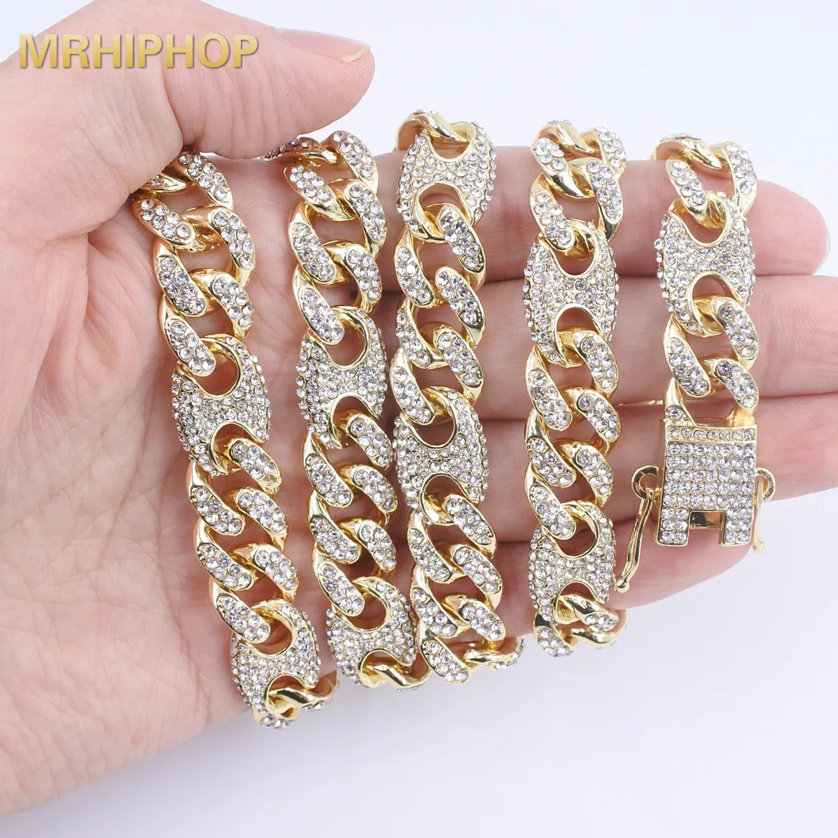 Уличное мужское ожерелье в стиле хип хоп с замком язычком застежкой кубинское