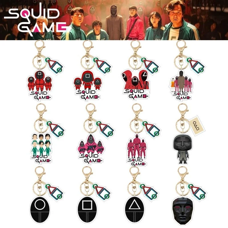 

Korean group K-POP Squid Game Keychain Pendant Jewelry Backpack Accessories Park Hae Soo Lee Jung Jae Cosplay Gift