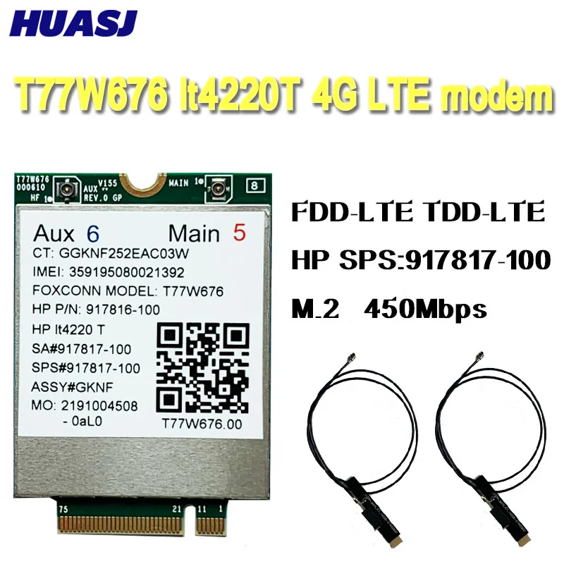 T77W676 lt4220 X12 для модема SODIAL 4G LTE 917817 100 WWAN M.2 450 Мбит/с беспроводная карта Elite X2 1030 G3