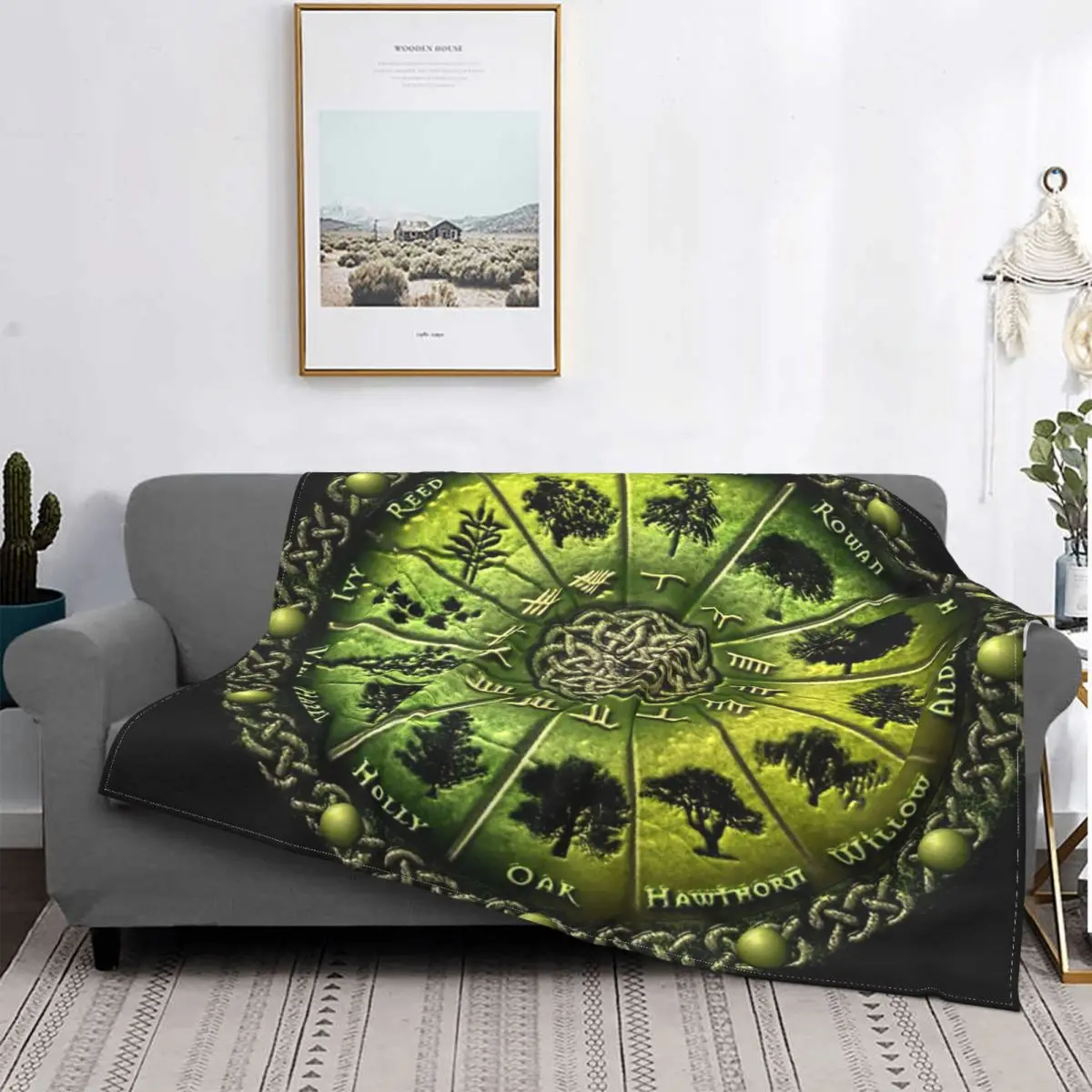 

Druid-Manta con calendario de árbol, colcha a cuadros para cama, cobertor Kawaii, textil de lujo para el hogar