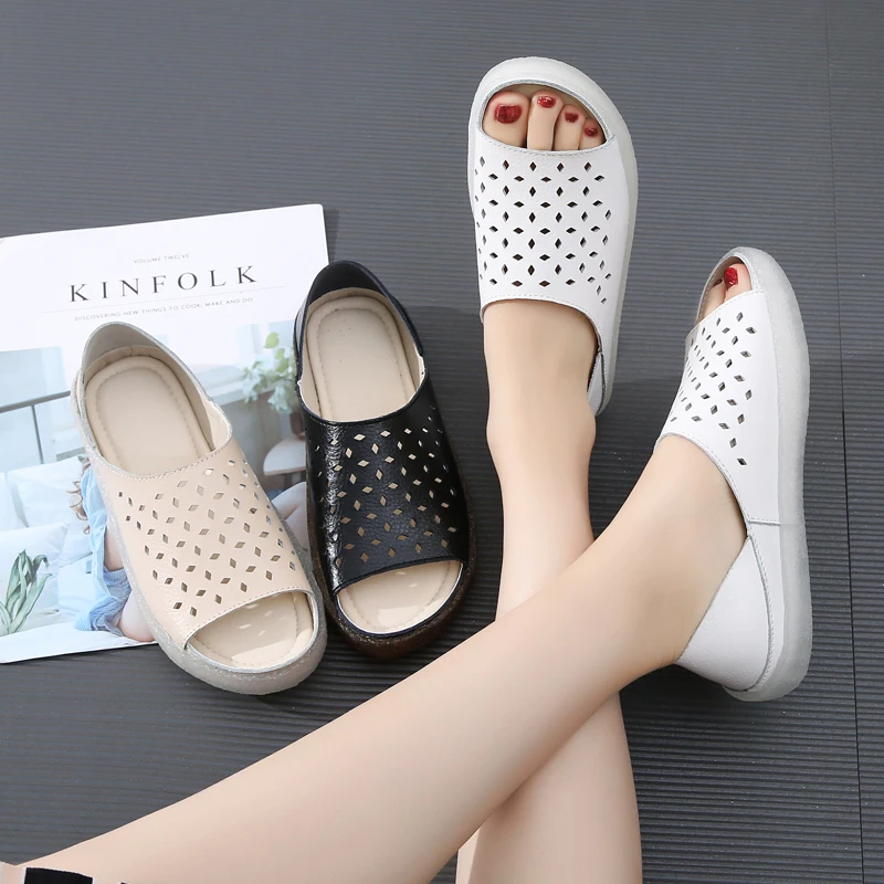 O16U/летние женские туфли на плоской подошве балетки из натуральной кожи с