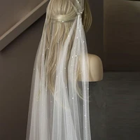 bridal veil white ivory elbow length 1 layer wedding veil pearl beaded bridal veil tull for bride bridesmaid wedding accessories