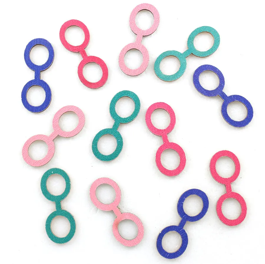 

set of 100pcs cute Glasses Wood button,Wood applique, Wooden beads pendants cabochon charm for DIY 36*14mm-MK0180