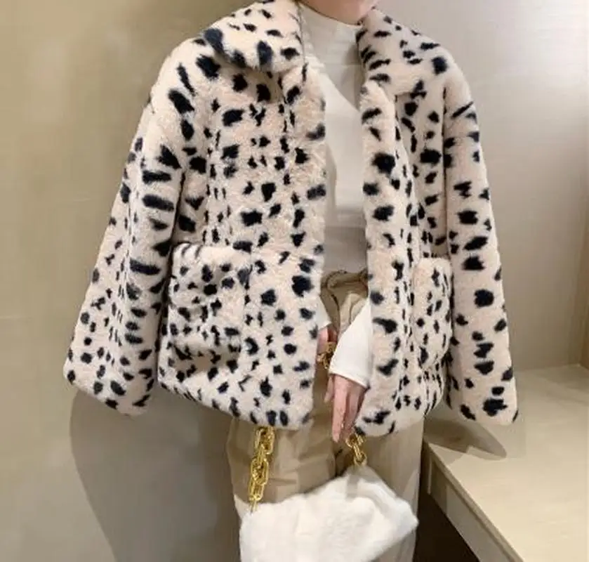 

2021 Winter Woman Retro Leopard Print Faux Fur Coat Ladies Tide Korean British Loose Fashion Coat Streetwear Warm Coat Jacket