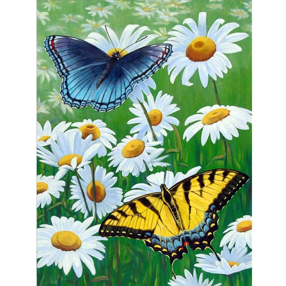 

Flower Butterfly Daisy Printed Fabric 11CT Cross-Stitch Set Embroidery Needlework Handiwork Craft Sewing Gift Needle Halloween