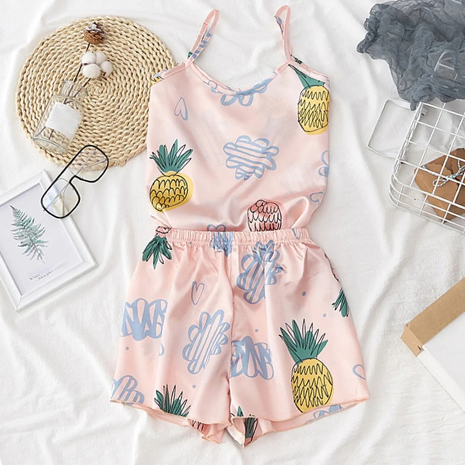 

Summer 2021 New Lace Short-sleeved Shorts Ladies Pajamas Set Simple Cute Style Short-sleeved Pajamas Women's Home Service