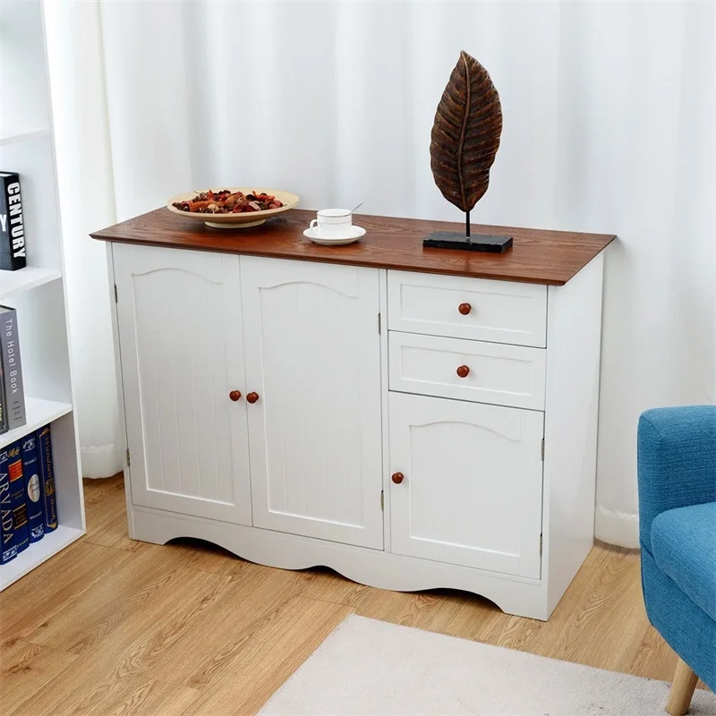 Европейский Простой буфет шкаф для хранения кухонный сервант с 2 ящиками крепкий