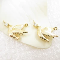 16204pcs 11x13 5mm 24k gold color plated bird with zircon pendants charms for diy jewelry making findings accessories