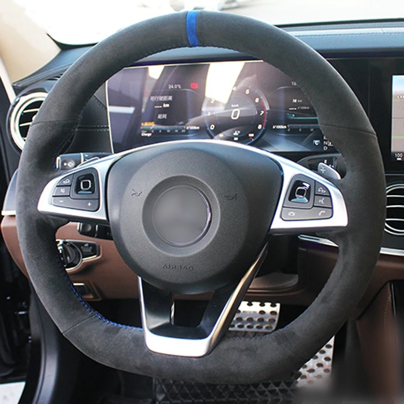 Чехол на руль черного цвета из алькантары для Mercedes Benz C200 C250 C300 Sport CLA220 B250 B260 A200