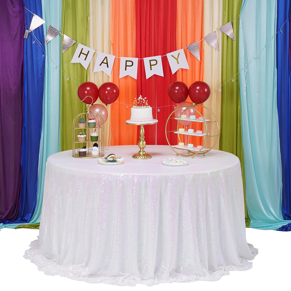 Блестящая скатерть радужная белая для вечерние скатерти на свадьбу день