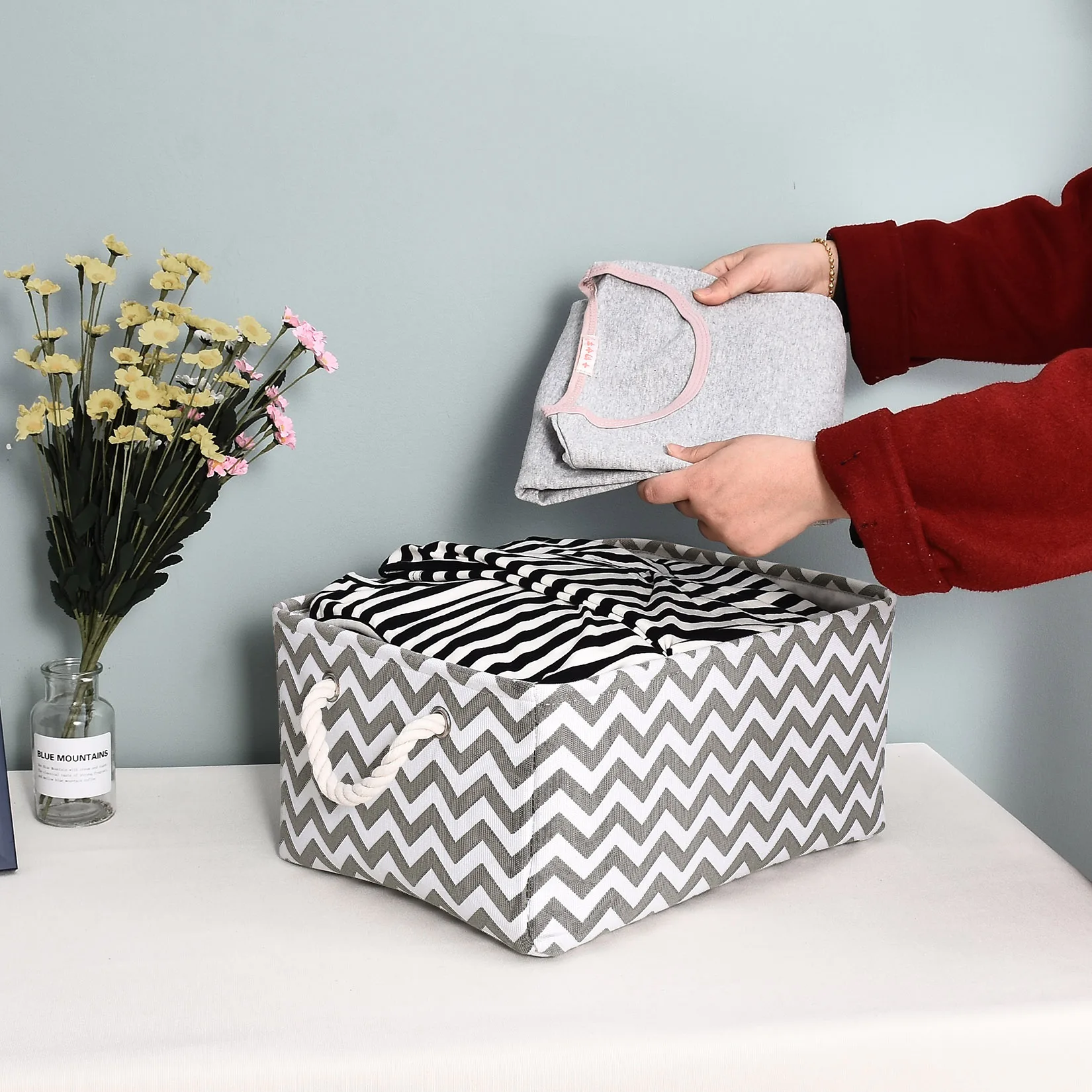 Холщовая настольная коробка для хранения с принтом Детские корзины игрушек