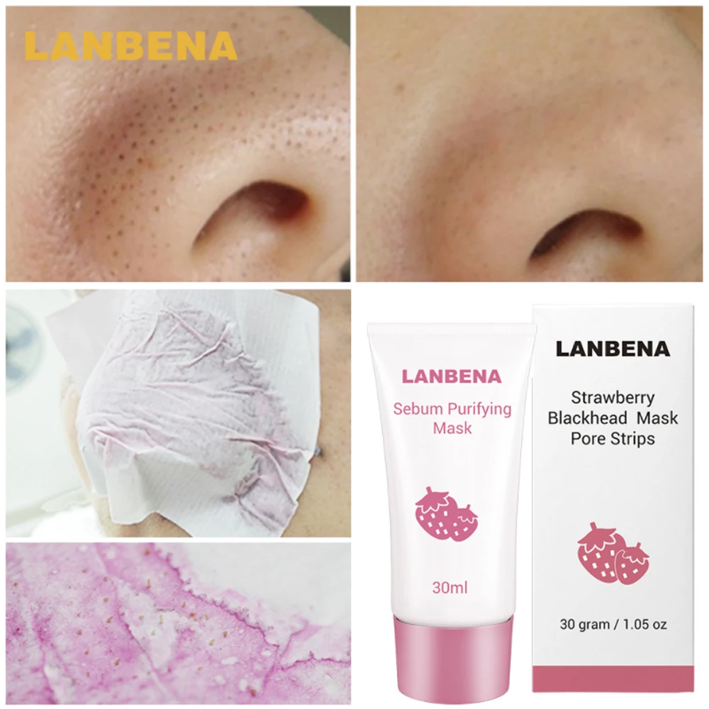 Средство для удаления угрей LANBENA очищающая черная маска от и клубники Очищающая