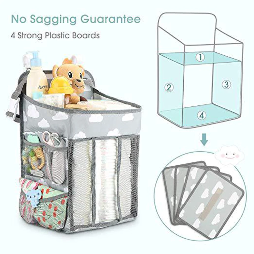 

Baby Crib Hanging Storage Bag Portable Diaper Organizer Newborn Bedding Set Foldable Nappy Bags Newborn Diaper Container