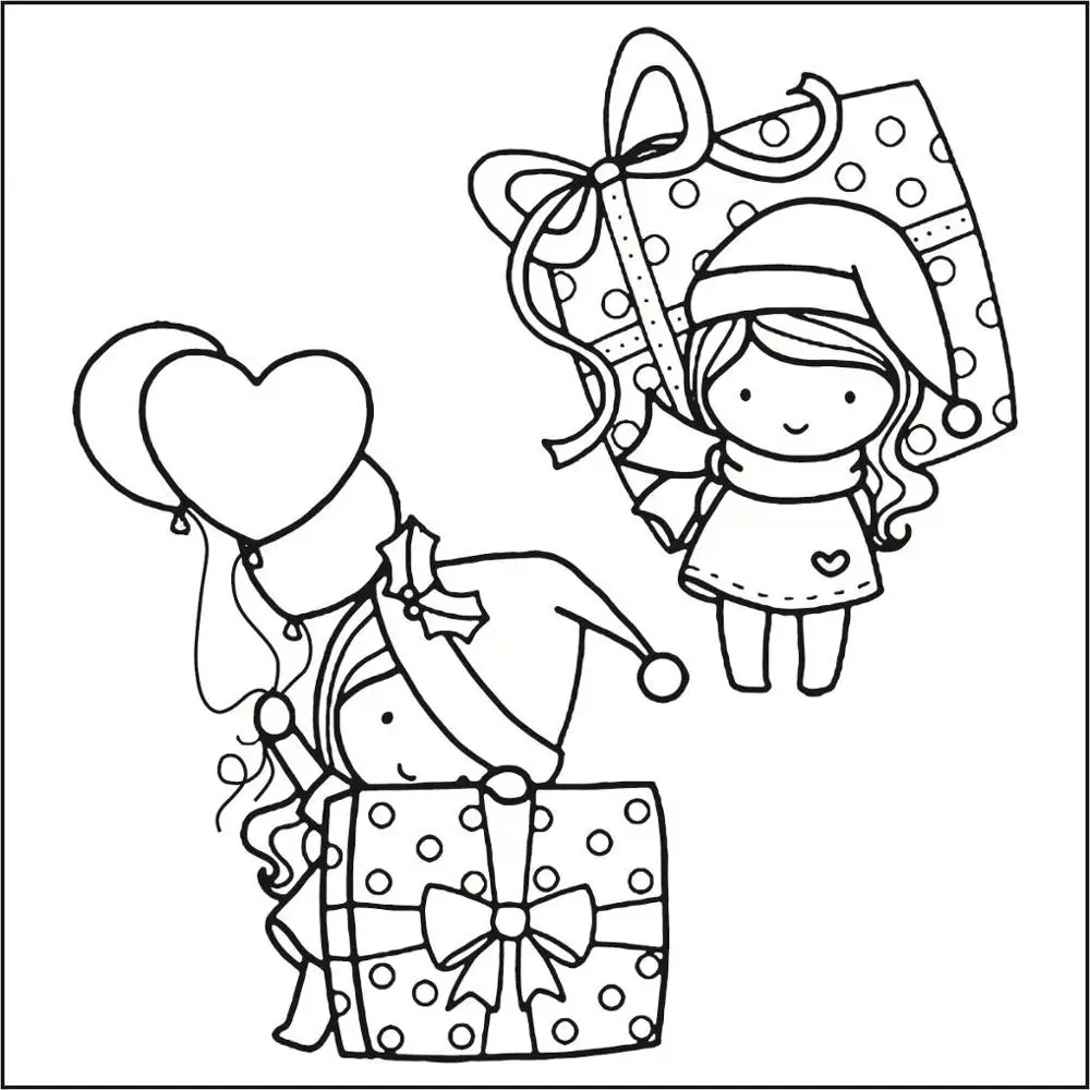 

10x10 Little girl holding balloons Transparent Clear Stamps for Scrapbooking for DIY Card Making Cutting Crafts Stencil