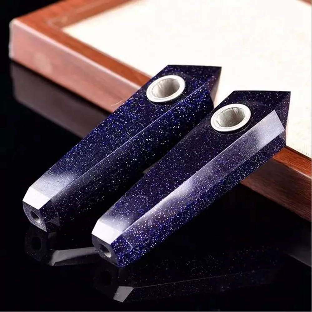 Натуральный кристалл синий зыбучий песок резьба палочка пипетка кварцевый дух