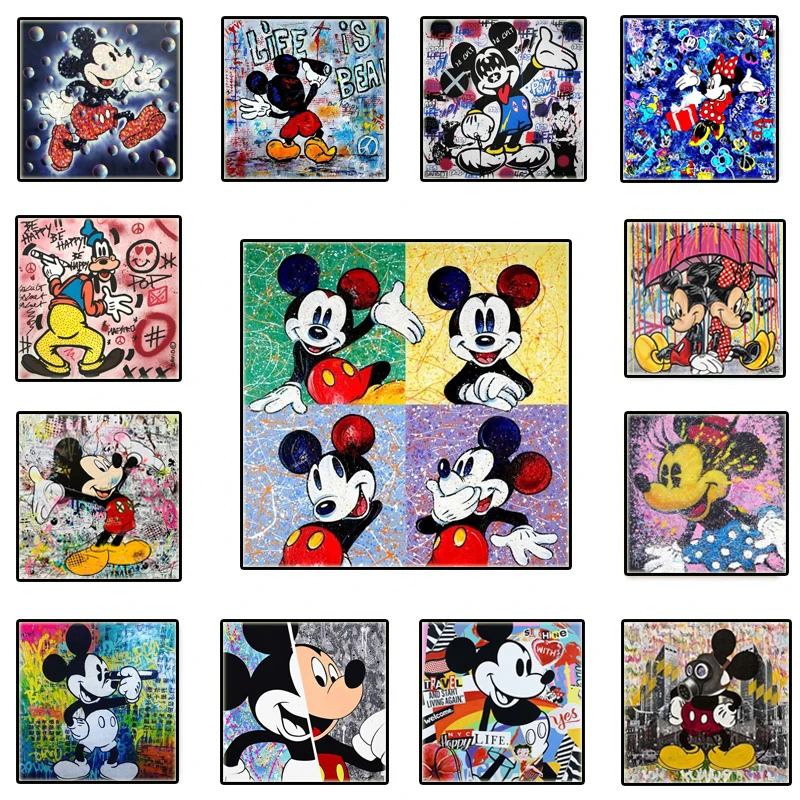 

Graffiti Art Mickey Mouse Posters Disney Animated Character Street Print Cuadros Canvas Painting Wall Picture Kids Bedroom Decor