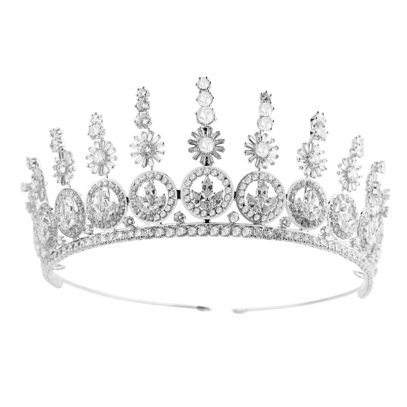 EYER New Arrivals zirconia Tiaras New Bridal Classical Noble And Elegant Crowns Luxury Elliptical Zircon Wedding Party Big Crown