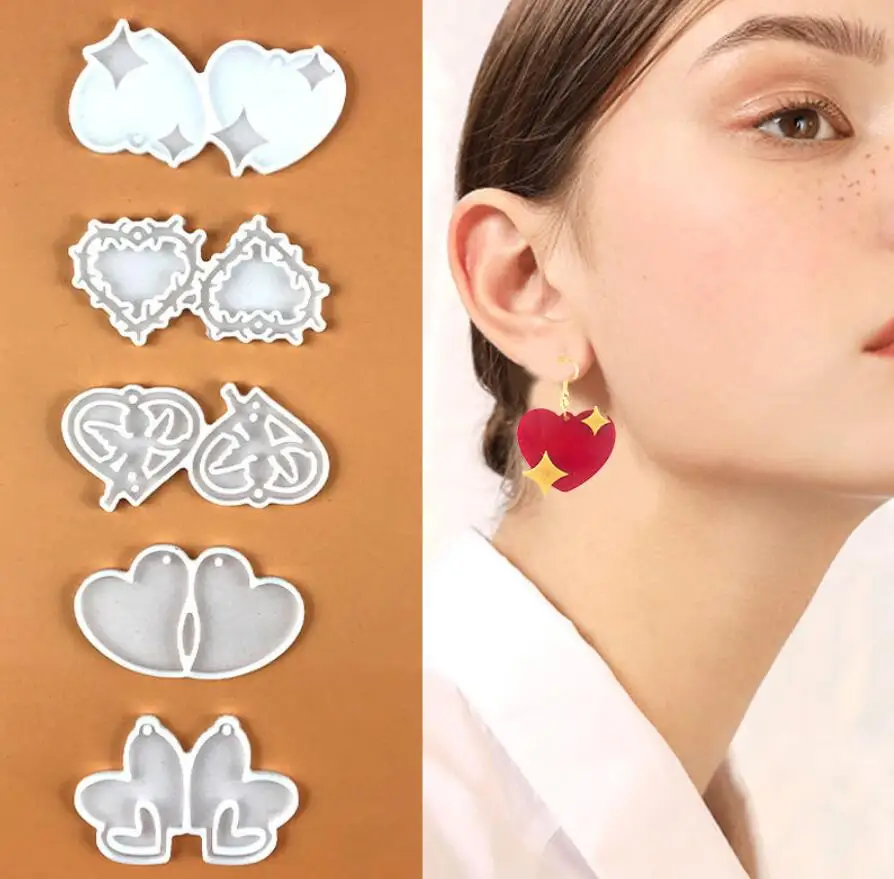 

Earring Resin Mold Valentine's Day Love Earrings Epoxy Mold Diy Angel Wings Love Earrings Pendant Silicone Jewelry Mold