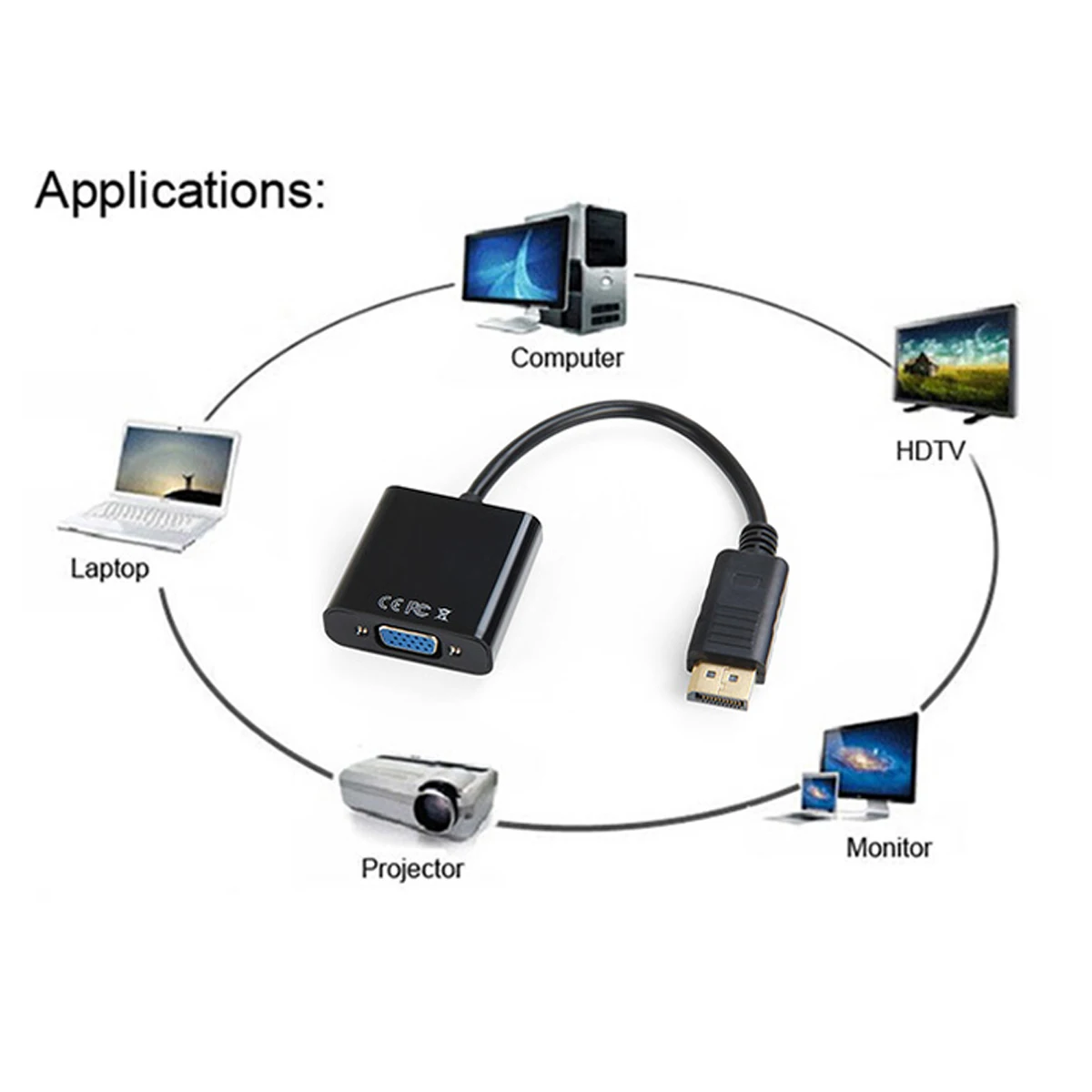 DP к VGA адаптеру порт дисплея конвертеру кабель Дисплей Порт папа Женский адаптера