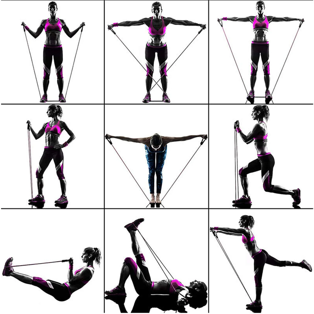 

11 Pcs/Set Latex Resistance Bands Yoga Fitness Tubes Set Can Carry Up To 100 Pounds Of Training Suitable For Family Training